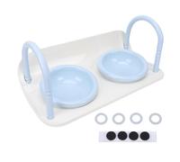 HEEPDD Raised Cat Food Bowl Double Ceramic, Non Slip Elevated Small Dog Dish 16.57in, Spill Proof Neck Protection Feeder, Modern Easy Clean for Multi Pet Home