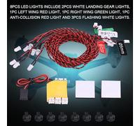 HEEPDD RC Flashing Light Kit, 8 LED Aircraft Lighting System with Manual Remote Control 24 Inch Cable for RC Airplane Helicopter Enthusiasts. Easy Installation Adapts to Various Models.