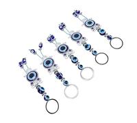 HEEPDD Rearview Mirror Hanging Accessories 5PCS Owl Keychain Set with Blue Evil Eyes, Wisdom & Protection Charms for Rear View Mirror Backpacks Home Decor Zinc Alloy Owl Hanging