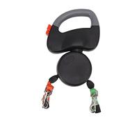 HEEPDD Retractable Dog Rope, Premium 3 Meters Dual Leash, One-Handed Braking System, Light-Reflective Rope for Walking Two Dogs Together Dog Collar and Leash (Black)