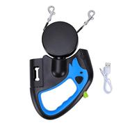 HEEPDD Retractable Dual Dog Leash, 360 No Winding USB Charging 9.84ft per Lead for Two Small Dogs Under 25lbs with LED Light Waste Bag Dispenser for Night Walk Hands Free Control (3 Meter / 9.84ft)