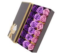HEEPDD Romantic Purple Gradient Rose Soap Gift Box, Handmade Soap Flowers for Bath and Decor, 18 Piece Non- Luxury Women Valentine Day Mother Day Christmas