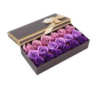 HEEPDD Rose Soap, Hand Made Non Soap Flowers Gift, Romantic Purple Gradient, 18 Roses with Lifelike Decoration, for Valentine Mother Day Christmas Wedding Anniversary Holiday