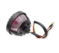 HEEPDD Round Motorcycle Tail Brake Light with Metal Shell Plastic Lens Integrated Tail Brake License Plate Light for Bobber Chopper Scooters ATV