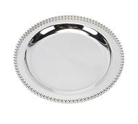 HEEPDD Round Silver Tray, Dessert Plates Vintage Dessert Holder Silver Serving Tray Snack Platter for Afternoon Tea Wedding Banquet Decoration Round, European Metal Cake