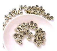 HEEPDD Russian Letters Beads, DIY Jewelry Accessories, Personalized Name Crafts for Kids, 100pcs 4x7mm for Preschool Learning Russian Letters Beads, Acrylic Material, Nan Handicraft (Gold)