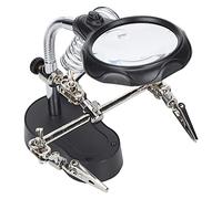 HEEPDD School Supplies Stand 3.5X 12X Magnifier with 2 LED Lights Auxiliary Clamp for Soldering Watch Repair Jewelry Crafting Magnifying Glass with Nan