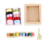 HEEPDD Sewing Tool Miniature Figurines, Colorful 1/12 Scale Accessories Inculde Sewing Thread and Scissors Dollhouse Furniture Kids Machine Kit for 1/12 Dollhouse Accessories