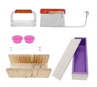 HEEPDD Silicone Soap Mold Set with Adjustable Wire Cutter 1200ml Soap Making Kit Wood Loaf Box 3 Nonstick Easy Release 40 F to 428 F for Hobbyist Makers