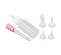 HEEPDD Small Pet Nurser Bottle, Nipple Type Silicone Soft Mouth Feeding Tip with Clear Scale and Manual Control, for Puppies Kittens Rabbits Squirrels Newborn Animals (White pacifier+pink)