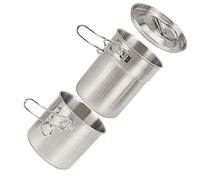 HEEPDD Stainless Steel Foldable Cooking Cup Mug Set for Camping and Outdoor Activities, 2pcs Stainless Steel Camp Cook Pot for Travelers, 700ML/1000ML