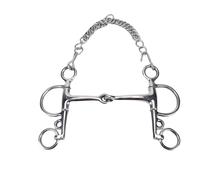 HEEPDD Stainless Steel Horse Training Bit, 14mm Thick Mouthpiece, Double Bridle with Hook & Eye Chain, for Precise Turning, Head Elevating, Rhythm Control, Dressage, Jumping, and