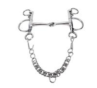 HEEPDD Stainless Steel Horse Training Bit, Bits Thick Mouthpiece, Double Bridle with Hook & Eye Chain, for Precise Turning, Head Elevating, Rhythm Control, Dressage, Jumping, and