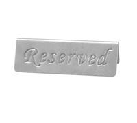 HEEPDD Stainless Steel Reserved Sign Double Sided Table Marker 4.7 Inch Sandblasted Engraved Lettering for Restaurant Wedding Event Seating Management (Silver)