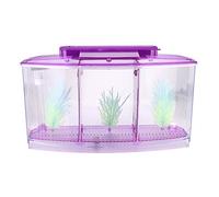 HEEPDD Triple Chamber Fish Breeder Box for Aquarium, Transparent Acrylic Small Fishes Breeding Isolation Box with Six LED Lights and Water Change Valve Breeder for Fish Tank (Purple)
