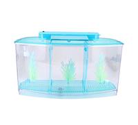 HEEPDD Triple Chamber Fish Breeder Box for Aquarium, Transparent Acrylic Small Fishes Breeding Isolation Box with Six LED Lights and Water Change Valve Breeder for Fish Tank (Blue)