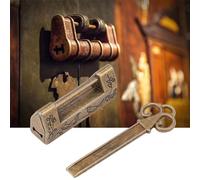 HEEPDD Vintage Lock, Key, Unique Decorative Lock for Jewelry Boxes, Mini Cabinets, Retro Design Vintage, Chinese Bronze Padlock with Nan Collected Items (Magpie Bronze)