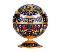 HEEPDD Vintage Windproof Ashtray, Metal Globe Ashtray with Lid, Portable Cigarette Ashtray for Indoor Outdoor Use Dark Blue