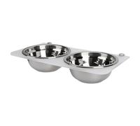 HEEPDD Wall Mounted Double Pet Bowls, Stainless Steel Elevated Dog Feeder with Transparent Bracket for Large Medium Dogs