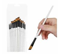 HEEPDD Watercolor Brushes Set, Hair Round and Angle Tip Paintbrushes, Perfect for Artists and Hobbyists in Various Painting Styles Watercolor Brushes Set, Nylon Nan Art (12 pearl white rods slope