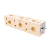 HEEPDD Wooden Bird Chewing Perch, Multi-Hole Beak Grinder Toy | Cage Block Platform Stand, Natural Pine Wood Cubes, Boredom Relief Foraging, Parakeets Cockatiels Conures
