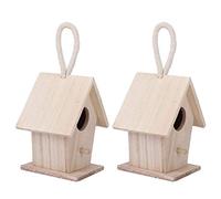 HEEPDD Wooden Bird House, Handcrafted Log Cabin Design for Small Birds, with Hanging Loop for Parrots Parakeets Finches Canaries, Made of Platane Wood