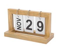HEEPDD Wooden Perpetual Calendar, Chart with Reusable Blocks, Decorative Month Date Display for Office and Home Wooden Perpetual Calendar, Oak Desk Flip Nan Collected Items