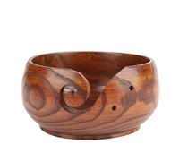 HEEPDD Wooden Yarn Bowl, Handmade Yarn Holder with Thread Guide Holes for Free Crochet and Knitting, Natural Wood Skein Storage Bowl for Crafters, Knitters, Crocheters at Home or On the Go