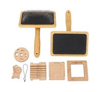 HEEPDD Wool Blending Board Carding Brush Set, Wool Roving Multifunctional Portable Carding Kit with Wooden Yarn Ruler Density Angle Meter for Fiber Artists Plus Pet