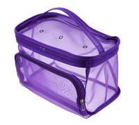 HEEPDD Yarn Storage Bag with Holes Breathable Mesh Organizer Pouch 13.8x5.9x7.5 Inch for Knitting Balls Crochet Hooks Stitch Markers Supplies (Purple Square Mesh Bag)