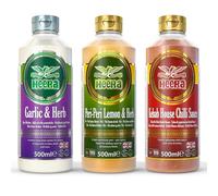 Heera Sauce Variety Pack, Garlic & Herb, Peri Peri Lemon, Kebab House Chilli, 500 ml, Pack of 3