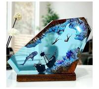 Heerben Whale Shark Diver LED Ocean Night Light, Epoxy Resin Ocean Wreck Lamp, Office Desk Bedroom Holiday Decorative Night Light,10 * 6in