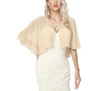 Heersan Women's Bolero Shrug Summer Chiffon Pearl Cropped Cardigans Tops UK Shawl Going Out Tops Thin Bolero Cardigans UK Champagne