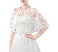 Heersan Women's Bolero Shrug Summer Lace Cardigans UK Ladies Short Sleeve Open Front Sheer Shawl Tops Thin Cropped Cardigan Jackets Evening Wedding White