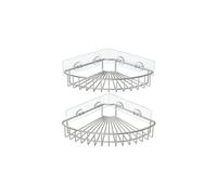 HEETA 2-Pack Corner Shower Caddy, Wall Mounted Shower Storage Basket Shelve Adhesive, Bathroom Shelves Organiser for Shower