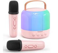 heetipuk Mini Karaoke Machine for Kids,Portable Bluetooth Speaker with 2 Wireless Microphones,Karaoke Speaker with LED Lights, Gifts Toys for Girls 3 4 5 6 7 8 9 10 11+ Years Old (Pink)