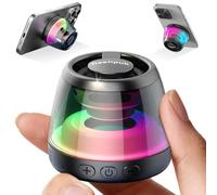 heetipuk Mini Magnetic Bluetooth Speaker, Loudspeaker with Bass Diaphragm, 5W Internal-Magnet Speaker, 7H Playtime,TWS, RGB Light, TF Card Slot, Including Magnetic Ring and Lanyard, As Phone Stand