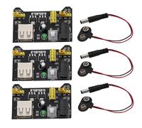 Heevhas 3PCS MB102 3.3V/5V Solderless Breadboard Power Supply Module + 3PCS 9V 5.5*2.1mm DC Jack Plug Battery Clip Buckle