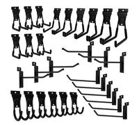 Heevir 30Pcs Slatwall Hooks Set, 3 Sizes Double Utility Hooks and 4/6 Inch Singles Hanging Hooks, Heavy Duty Garage Tool Organizer Slatwall Accessories for Sheds, Basments