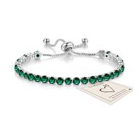HEEYA Bracelets for Womens Sterling Silver Plated Tennis Bracelets Crystal Slider Women Bracelet Diamond Zirconia Lady Bracelet Birthday Gifts for Mum Sisters with Cards, Silver/Rose Gold