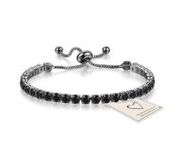 HEEYA Bracelets for Womens Sterling Silver Plated Tennis Bracelets Crystal Slider Women Bracelet Diamond Zirconia Lady Bracelet Birthday Gifts for Mum Sisters with Cards, Silver/Rose Gold