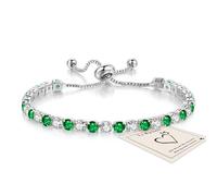 HEEYA Bracelets for Womens Sterling Silver Plated Tennis Bracelets Crystal Slider Women Bracelet Diamond Zirconia Lady Bracelet Birthday Gifts for Mum Sisters with Cards, Silver/Rose Gold