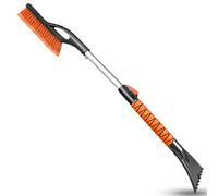 HEEYA Car Snow Brush and Ice Scraper, Extendable Snow and Ice Scraper for SUV Windshield Window, Car Snow Scraper and Brush with Foam Grip for Truck Automobile Vehicle - Orange