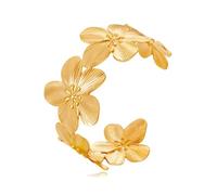 HEEYA Gold Bracelets for Womens, Flowers Gold Bangles Ladies Bracelet-Chunky Gold Cuff Bracelet Bangles for Womens Gold Plated Bracelet Gold Flowers Jewellery Anniversary Birthday Presents