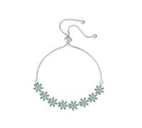 HEEYA Green Daisy Bracelets for Womens, Adjustable Silver Daisy Bracelet for Women, Silver Jewellery Gifts Bracelets for Girls, Birthday Mothers Gifts