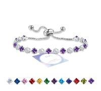 HEEYA June Birthstone Bracelets for Womens, Sterling Silver Tennis Bracelets for Women, Adjustable Crystal Bracelet Jewellery Gifts Womens Birthday Gifts, Anniversary Christmas Presents