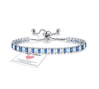 HEEYA Sterling Silver Bracelet for Women, 925 Silver Blue Tennis Bracelets for Womens Crystal Friendship Bracelet Braclet Ladies Bracelets Teenage Girls Birthday Gifts for Her Women