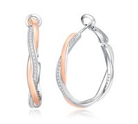HEEYA Sterling Silver/Rose Gold/Gold Plated Hoop Earrings, Hypoallergenic Lightweight Twisted Cubic Zirconia Jewelry for Women, Christmas & Birthday Gifts 20/30/40mm