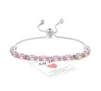 HEEYA Tennis Bracelets for Womens, Sterling Silver/14K Gold Plated Adjustable Slider Crystal Bracelet with Cubic Zirconia Lady Birthday Christmas Gifts for Mum Girls with Box