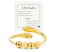HEEYA To My Daughter Gold Fidget Ring, Gold Fidget Rings for Anxiety Daughter, Anxiety Ring for Daughter Girls, Adjustable Anti Aniexty Stress Relief Thumb Spinner Rings, Birthday Christmas Gifts